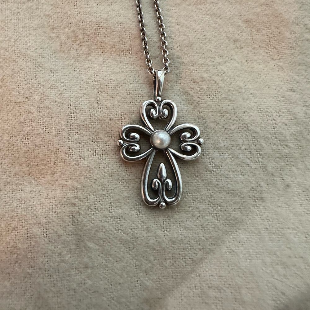 James Avery Cross Necklace w/Pearl